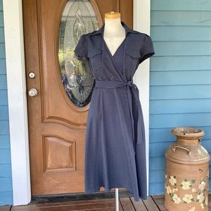 💙DONNA RICCO Navy Blue Pinstriped Dress